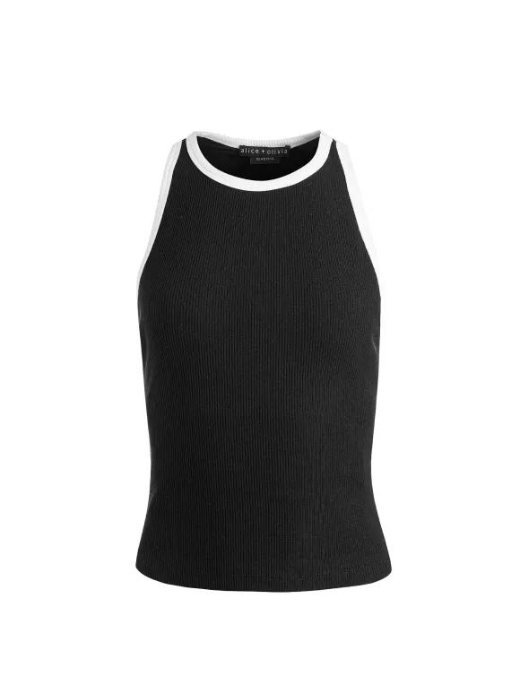 Mirtha Ribbed Racerback Tank | Alice and Olivia New