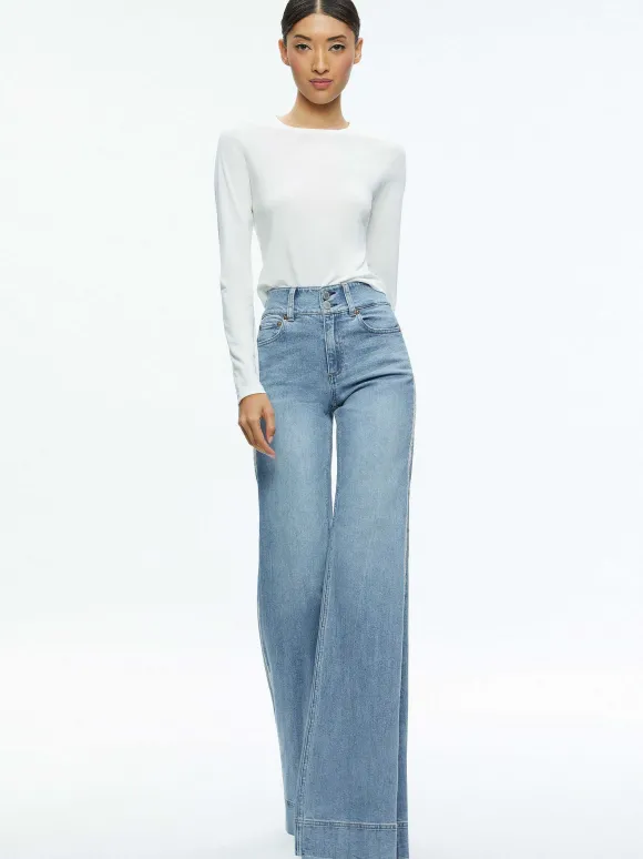 Missa High Rise Wide Leg Crystal Side Jean | Alice and Olivia Cheap