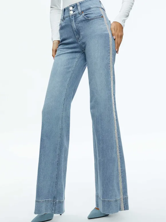 Missa High Rise Wide Leg Crystal Side Jean | Alice and Olivia Cheap
