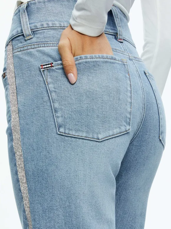 Missa High Rise Wide Leg Crystal Side Jean | Alice and Olivia Cheap