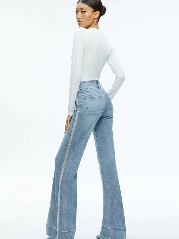 Missa High Rise Wide Leg Crystal Side Jean | Alice and Olivia Cheap