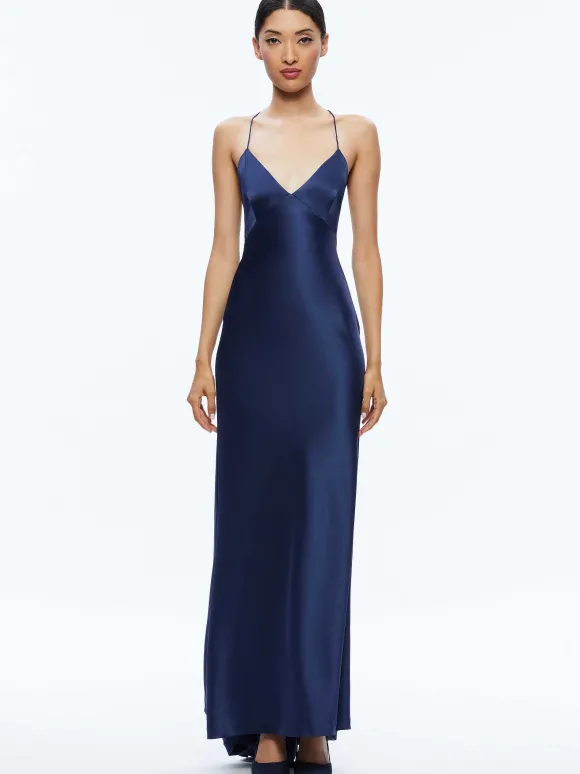 Montana Lace Up Back Maxi Gown | Alice and Olivia Outlet