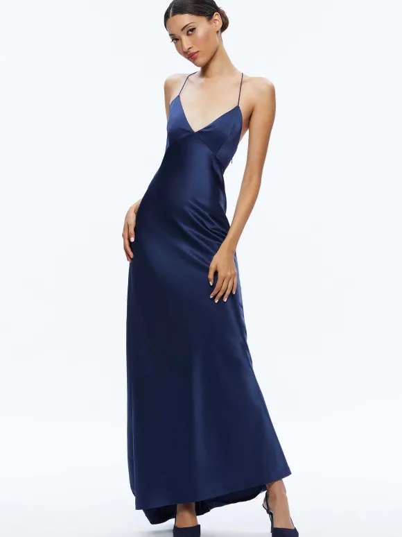 Montana Lace Up Back Maxi Gown | Alice and Olivia Outlet