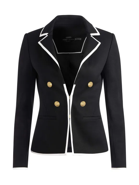 Mya Contrast Piping Fitted Blazer + Princess Contrast Piping Pant | Alice and Olivia Hot