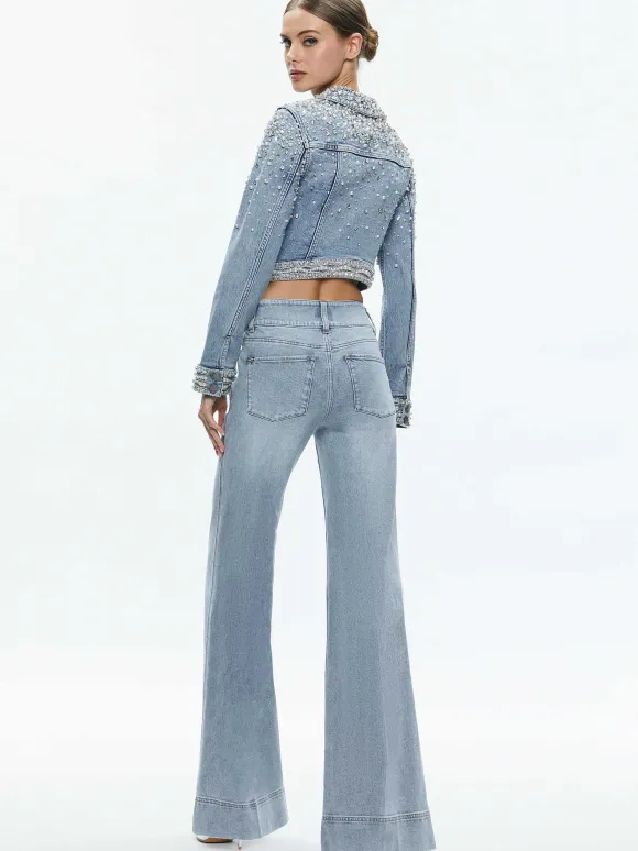 Nelson Embellished Fitted Denim Jacket | Alice and Olivia Cheap