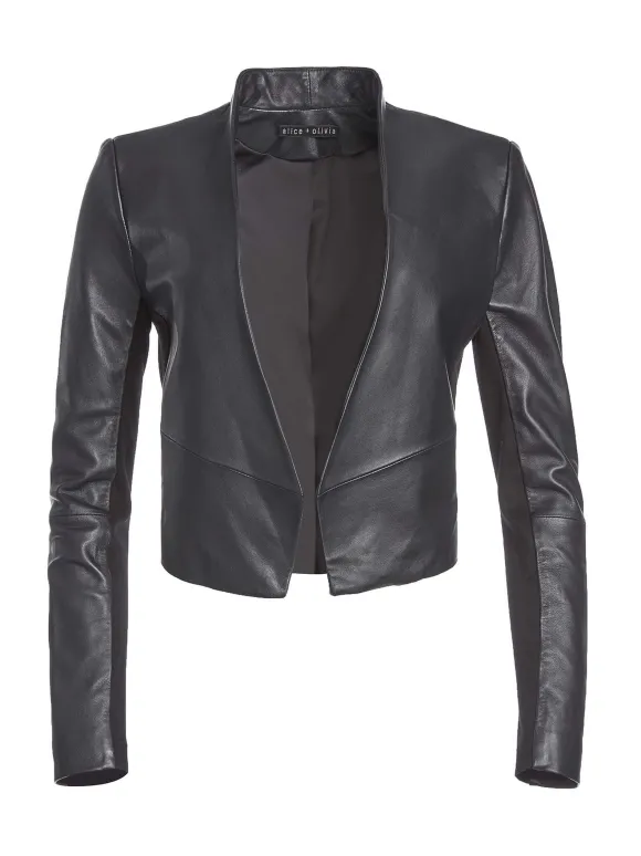 New Harvey Leather Jacket | Alice and Olivia Best Sale