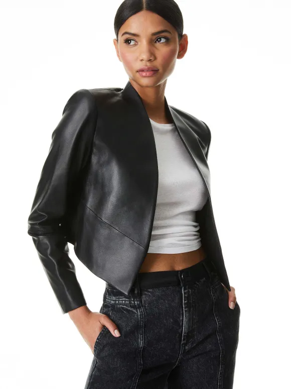 New Harvey Leather Jacket | Alice and Olivia Best Sale