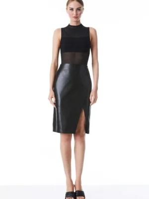 Nichol High Neck Sleeveless Mesh Bodysuit | Alice and Olivia New