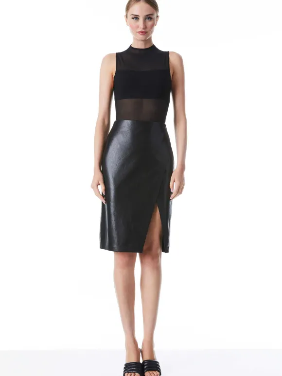 Nichol High Neck Sleeveless Mesh Bodysuit | Alice and Olivia New