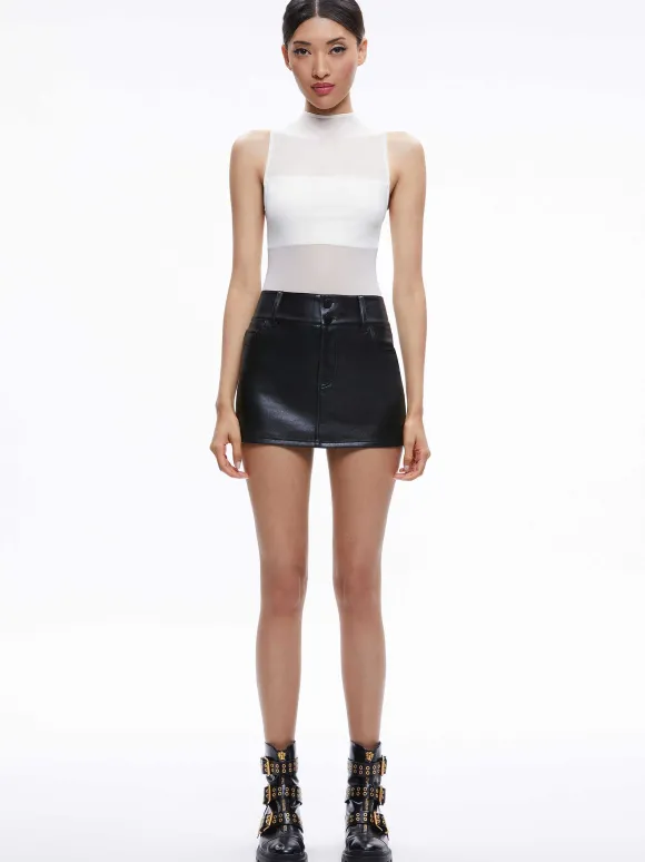 Nichol High Neck Sleeveless Mesh Bodysuit | Alice and Olivia Discount