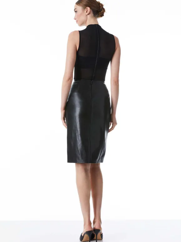 Nichol High Neck Sleeveless Mesh Bodysuit | Alice and Olivia New