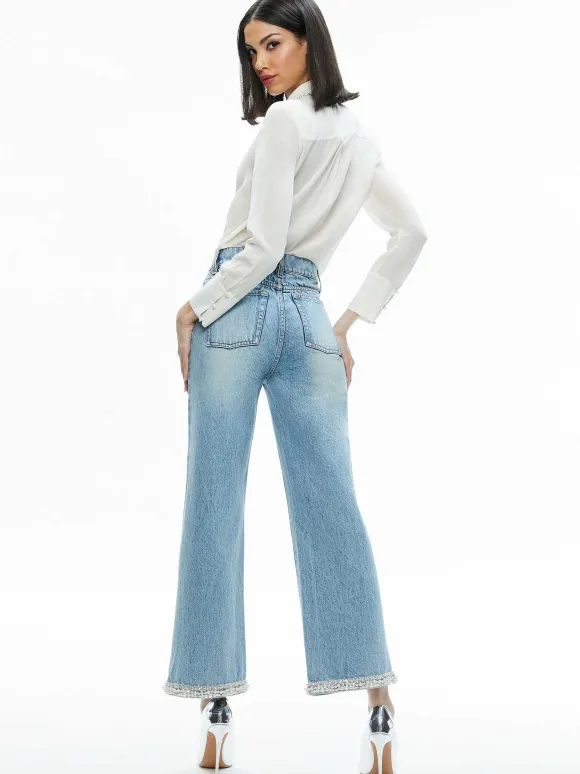Ora High Rise Embellished Jean | Alice and Olivia Clearance