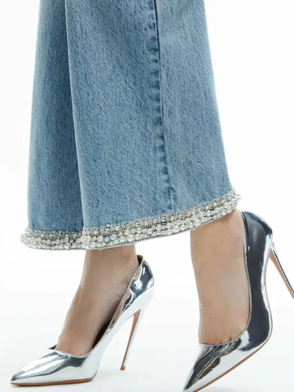 Ora High Rise Embellished Jean | Alice and Olivia Clearance