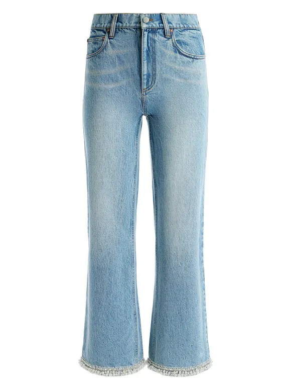 Ora High Rise Embellished Jean | Alice and Olivia Clearance