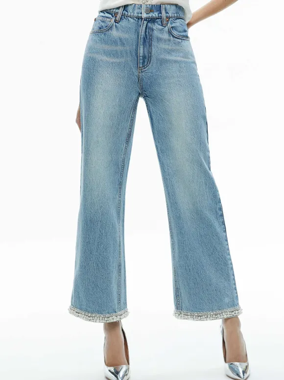 Ora High Rise Embellished Jean | Alice and Olivia Clearance