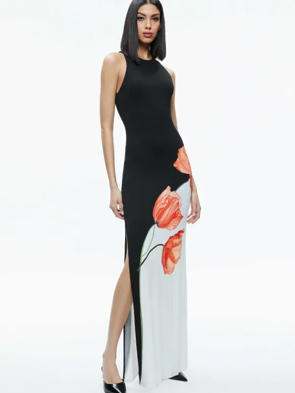 Pania Racer Neck Maxi Dress | Alice and Olivia Online