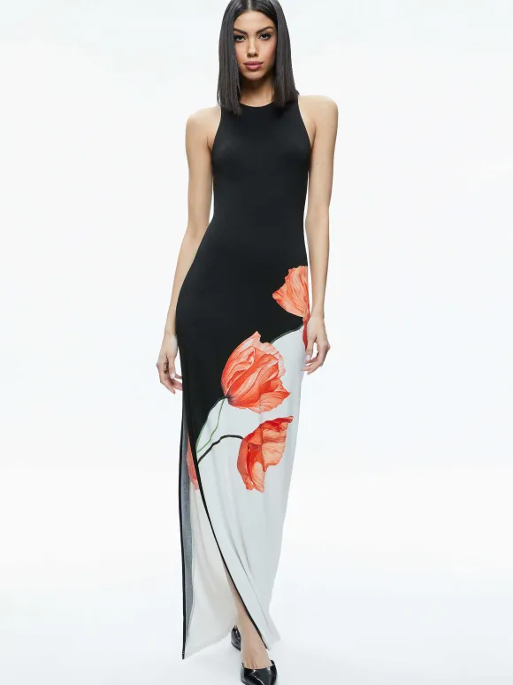 Pania Racer Neck Maxi Dress | Alice and Olivia Online