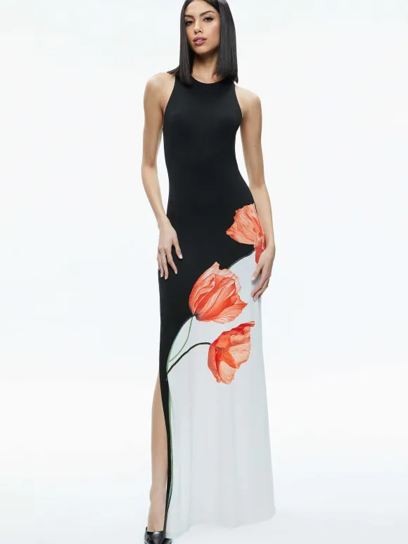 Pania Racer Neck Maxi Dress | Alice and Olivia Online
