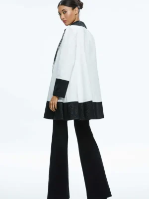 Paola Swing Coat With Border Detail | Alice and Olivia Store
