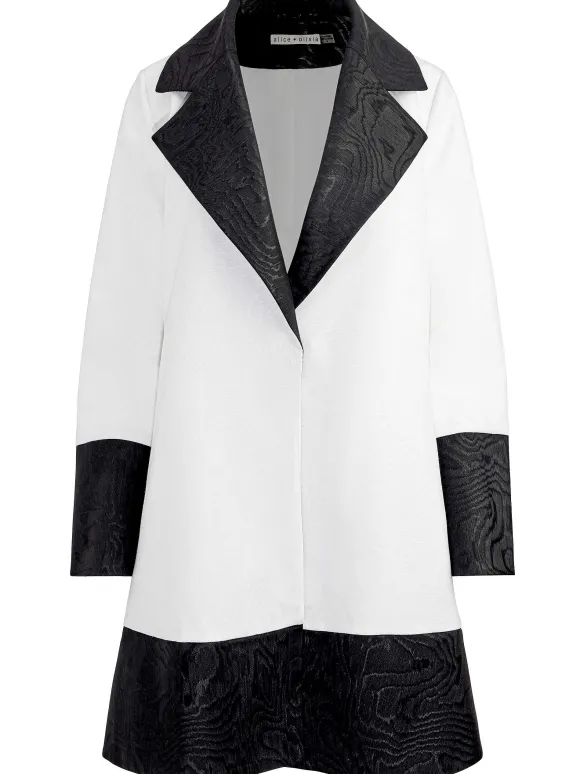 Paola Swing Coat With Border Detail | Alice and Olivia Store