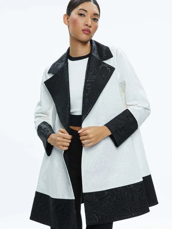 Paola Swing Coat With Border Detail | Alice and Olivia Store