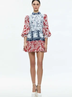 Paulie Tiered Blouson Sleeve Mini Dress | Alice and Olivia Hot