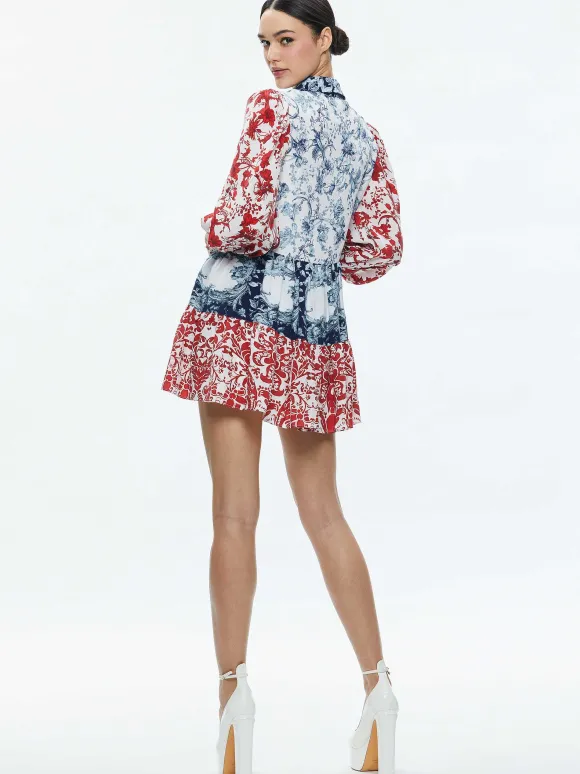 Paulie Tiered Blouson Sleeve Mini Dress | Alice and Olivia Hot