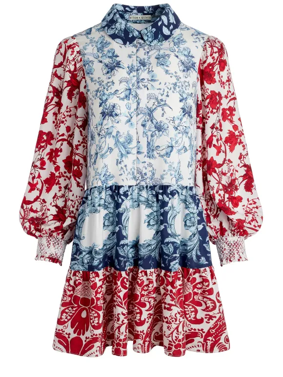Paulie Tiered Blouson Sleeve Mini Dress | Alice and Olivia Hot