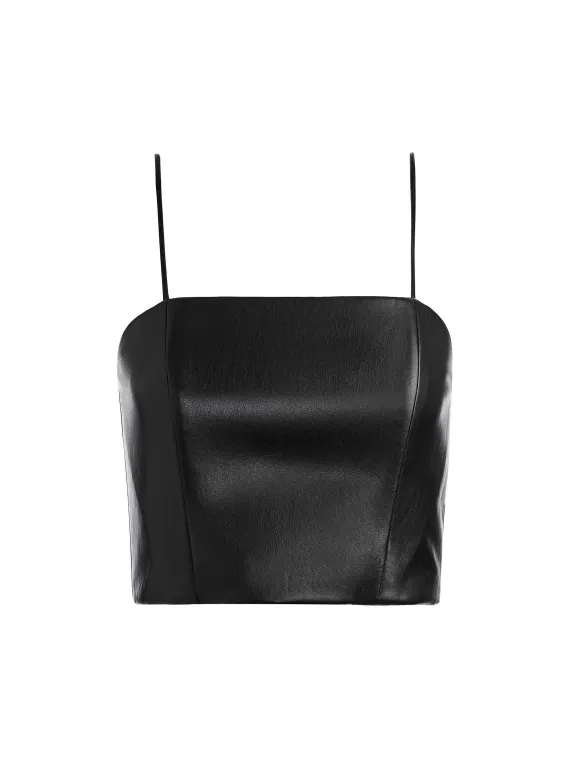 Pearle Vegan Leather Spaghetti Strap Bustier | Alice and Olivia Flash Sale