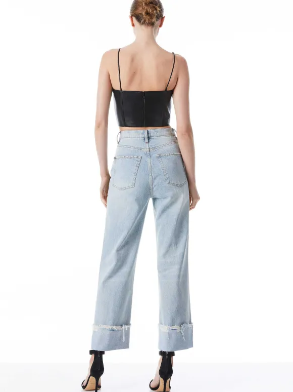 Pearle Vegan Leather Spaghetti Strap Bustier | Alice and Olivia Flash Sale