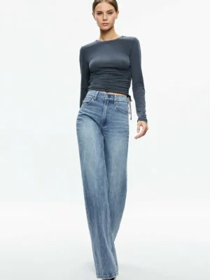 Percy Crewneck Ruched Cropped Top | Alice and Olivia Fashion