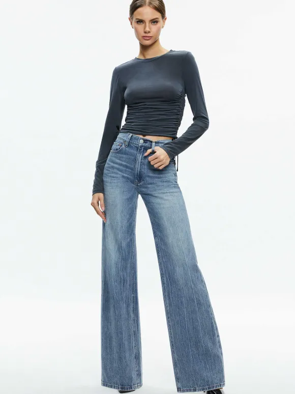 Percy Crewneck Ruched Cropped Top | Alice and Olivia Fashion