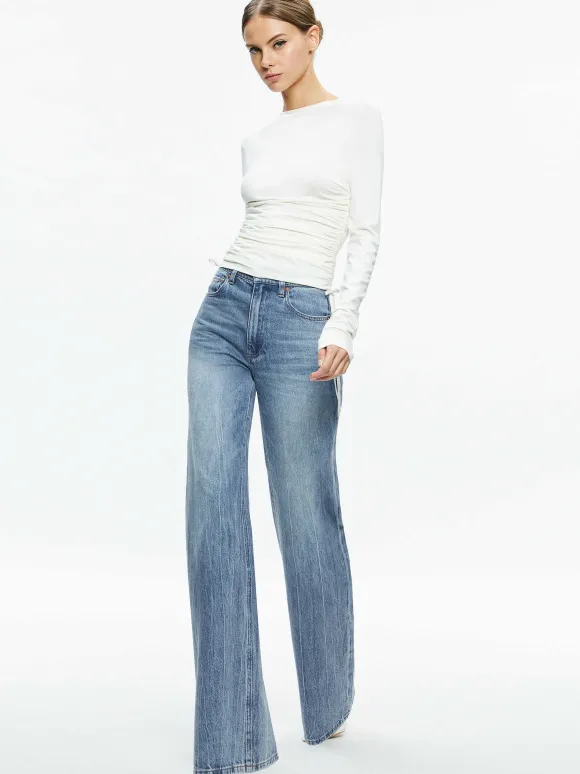 Percy Crewneck Ruched Cropped Top | Alice and Olivia Flash Sale