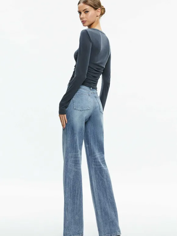 Percy Crewneck Ruched Cropped Top | Alice and Olivia Fashion