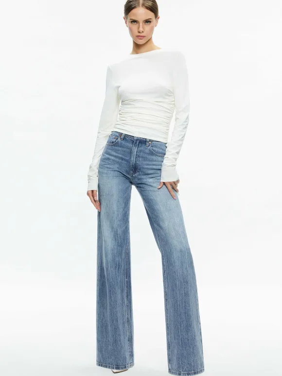 Percy Crewneck Ruched Cropped Top | Alice and Olivia Flash Sale