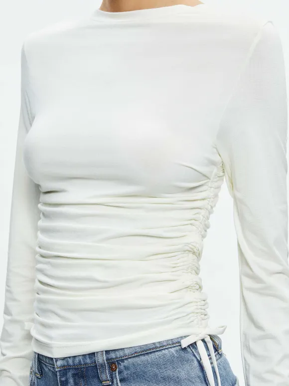 Percy Crewneck Ruched Cropped Top | Alice and Olivia Flash Sale