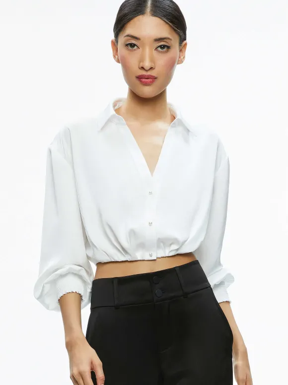 Pierre Pleated Back Button Down | Alice and Olivia Store