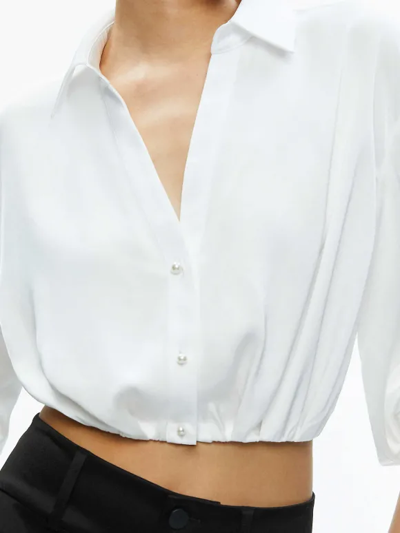 Pierre Pleated Back Button Down | Alice and Olivia Store