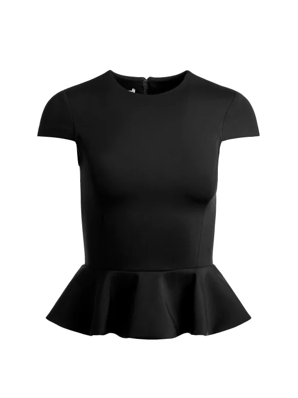 Poppy Crew Neck Cap Sleeve Peplum Top | Alice and Olivia Best