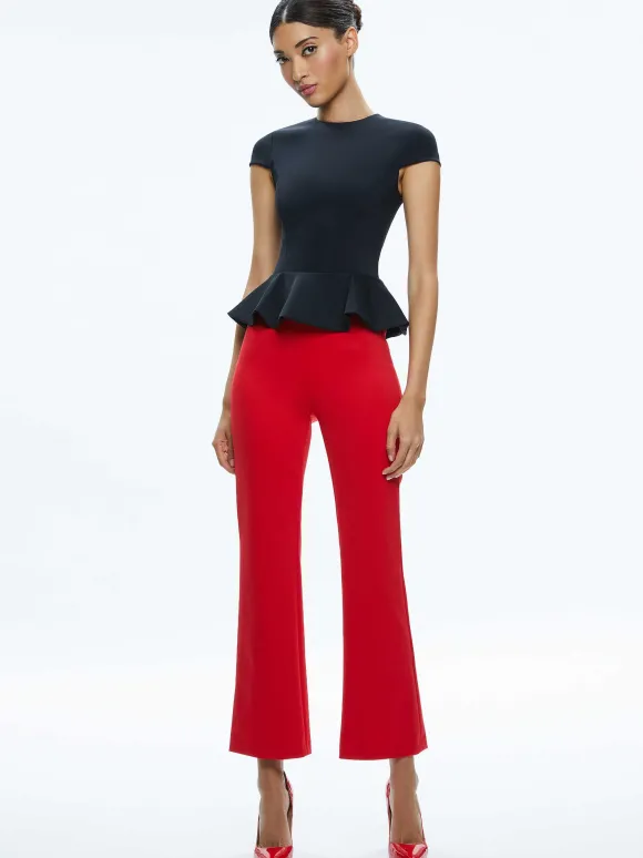Poppy Crew Neck Cap Sleeve Peplum Top | Alice and Olivia Best