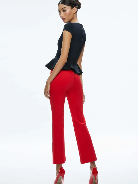 Poppy Crew Neck Cap Sleeve Peplum Top | Alice and Olivia Best