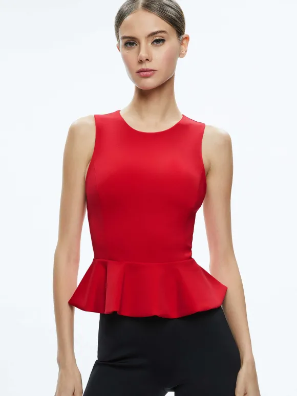 Poppy Crew Neck Peplum Top | Alice and Olivia Fashion