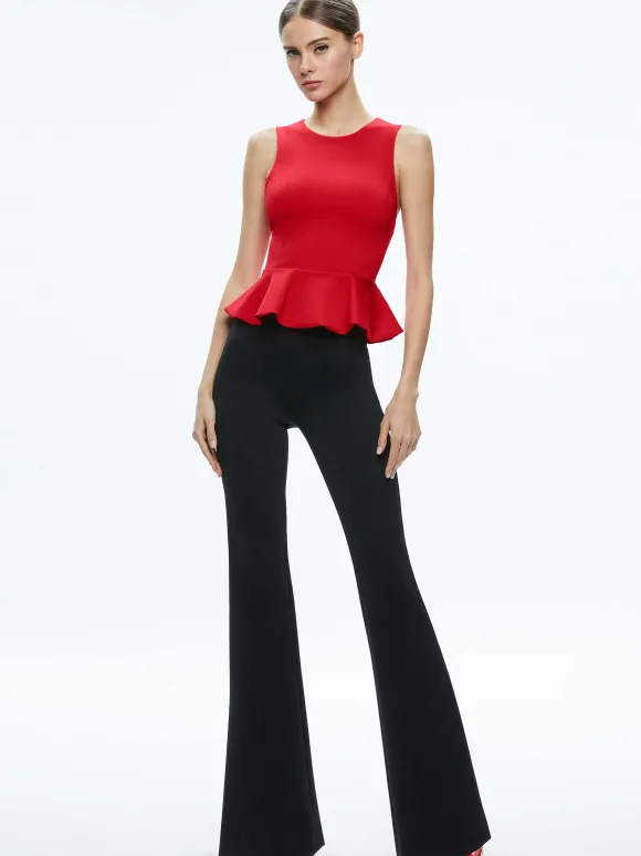 Poppy Crew Neck Peplum Top | Alice and Olivia Fashion