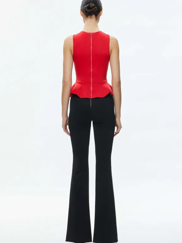 Poppy Crew Neck Peplum Top | Alice and Olivia Fashion
