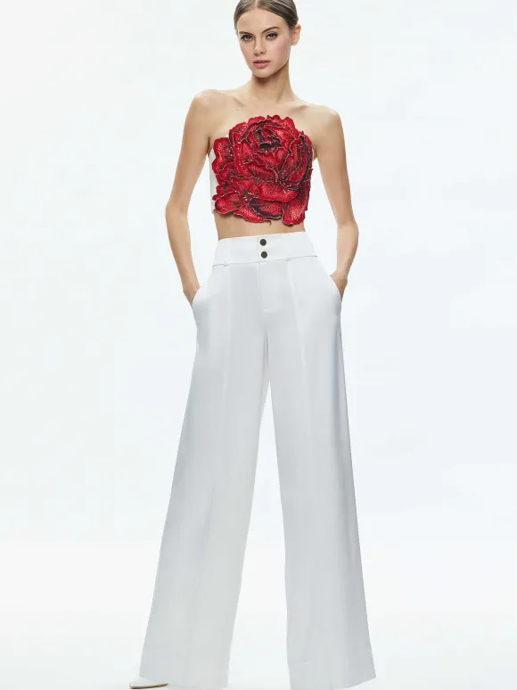 Randie Floral Applique Crop Top | Alice and Olivia New