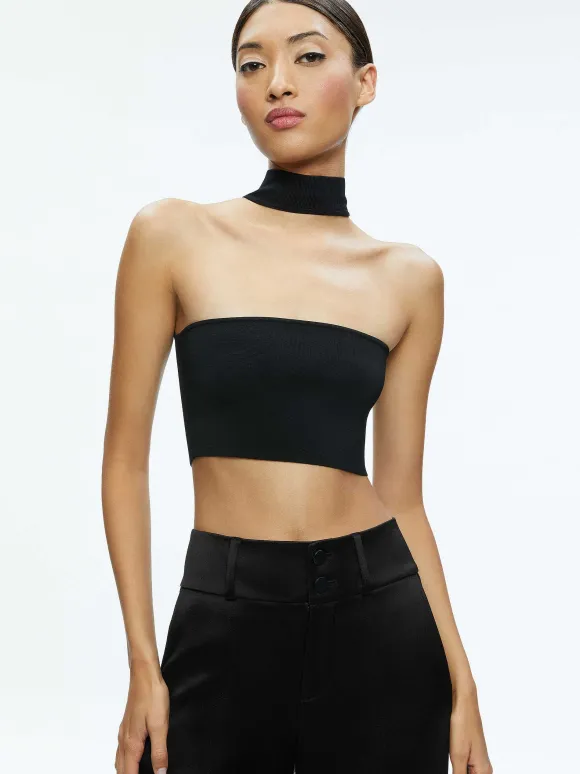 Raya Mock Neck Racerback Cropped Pullover | Alice and Olivia Cheap