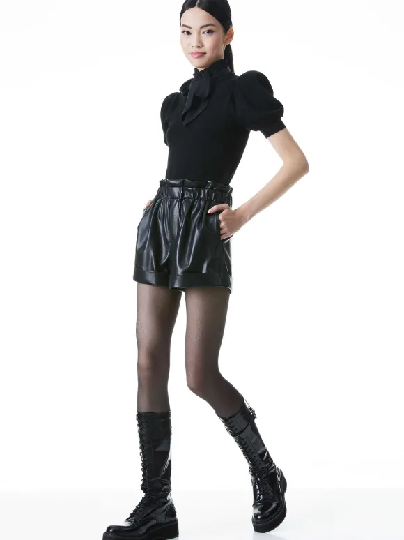 Reagan Vegan Leather Paperbag Short | Alice and Olivia Hot