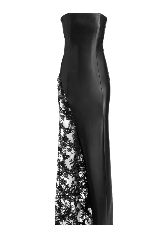 Retha Vegan Leather Lace Maxi Dress | Alice and Olivia Fashion