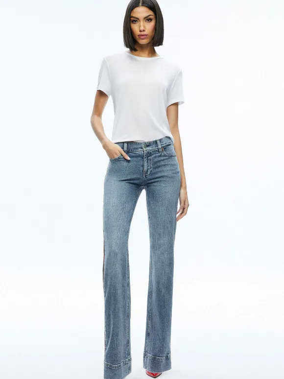 Rey Side Zipper Wide Leg Jean | Alice and Olivia Online
