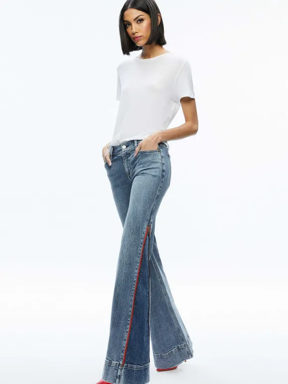 Rey Side Zipper Wide Leg Jean | Alice and Olivia Online